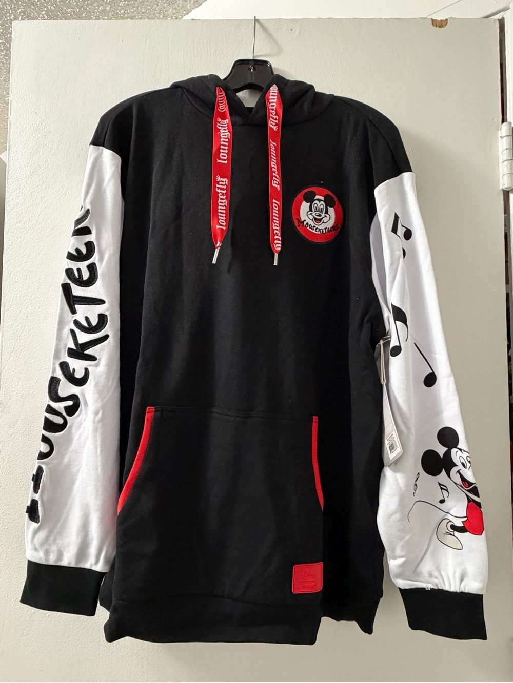 Loungefly Black, White & Red Disney Hoodie with Graphic Patch